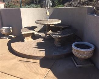 Concrete Table, Benches & Urns