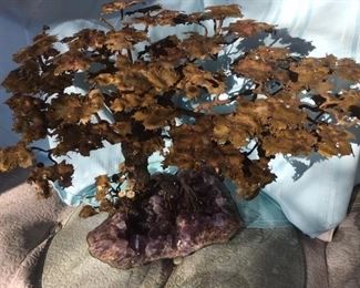 Bronze tree on Amethyst base