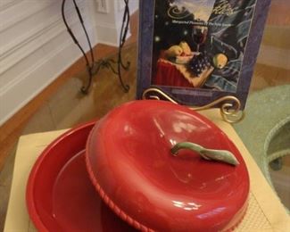 Lots of cookbooks and kitchen cookery like this pie dish