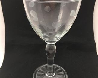 6 Etched Dot Glass Stemware