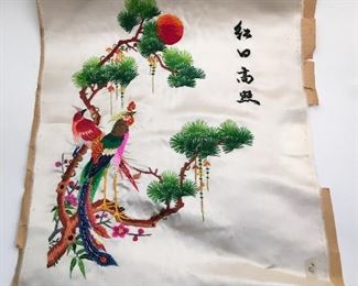 Vintage embroidery on silk