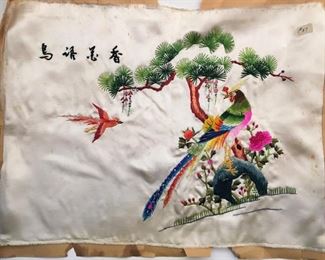 Vintage embroidery on silk