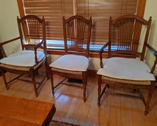 Sealed bid lot 002 eight rush seat dining chairs original retail price $900