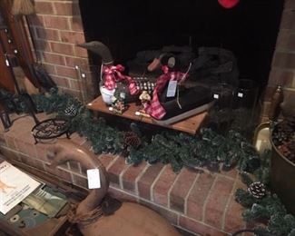 Fireplace accessories, wood duck and loon