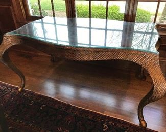 Unique leather-top (and glass top) writing desk
