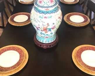 Set of 6 Czechoslovakian gold trim plates