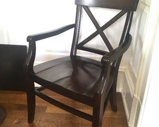 Two of the eight chairs are armchairs (by Pottery Barn)