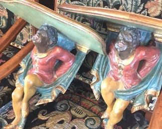 Pair of antique Blackamoor wall shelves