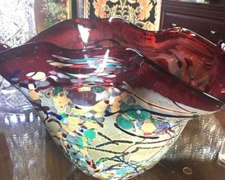 Large art glass bowl by John Gerletti (Ventura, CA)