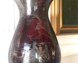 Silver over ruby glass 12” vase