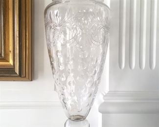 Tall crystal vase with Hawkes sterling base