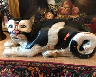 Large wooden cat, measures 33" long, 15" tall
