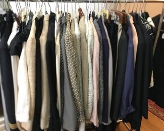 A selection of ladies clothing; vintage Giorgio Armani blazers, Vintage Donna Karen tops & slacks, a few vintage Calvin Klein Collection