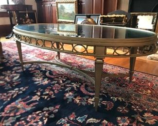 Mirror top oval coffee table