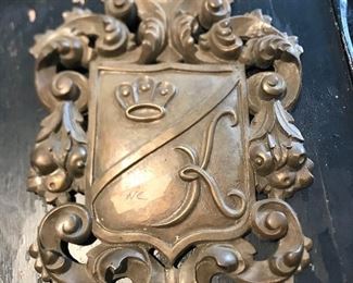 antique bronze crest wall plaque