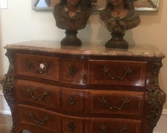 Marble top & silk lined drawers