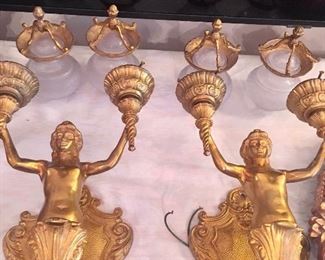 antique Austrian bronze (electric) sconces