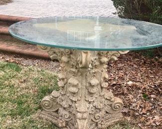 Solid cement pedestal table