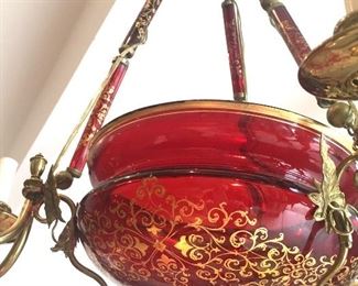 antique cranberry glass chandelier