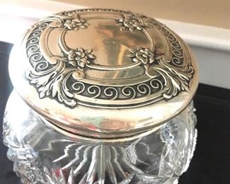 crystal dresser jar with sterling lid