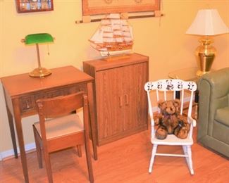 SEWING MACHINE, CHILD'S ROCKER, SHIP MODEL