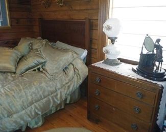Antique full size bed and chest