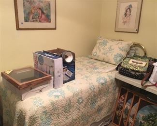 Twin mattress and box spring like new and brass headboard from Ethan Allen.