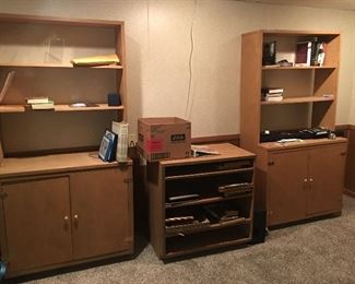 Tv shelf and two book shelves with storage.