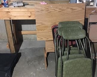Folding chairs, Drafting table, Workbench.