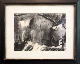 "Night Thoughts", circa 1940s. Gouache on Paper entitled “Night Thoughts" in Weinstein Gallery frame. Signed lower left. Image measures 24” x 17 ¼” high, framed 37" x 30 ¼". Reference #K.21