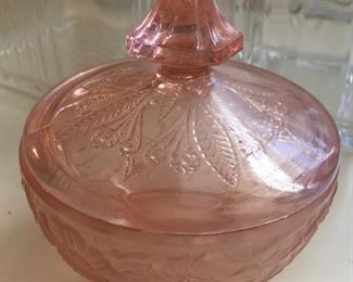 Pink Depression Glass Bowl with Lid