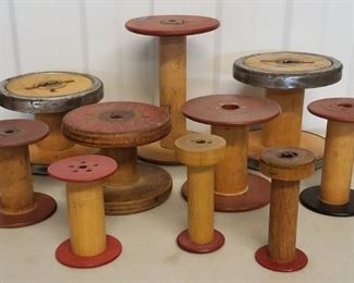 Antique thread bobbins spools