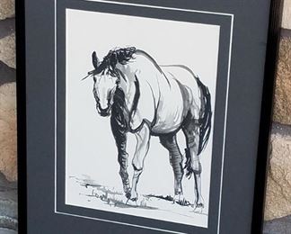 Original India Ink Horse Painting by Virginia artist Susan Spinos