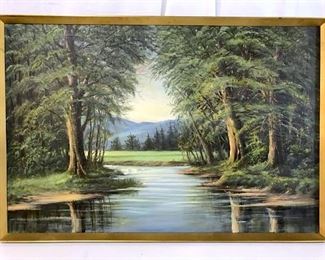 Signed Oil Painting on Canvas of Landscape