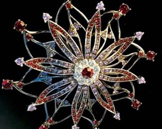 Signed Carolee Designer Jeweled Brooch
