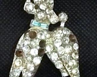 Rhinestone Poodle Brooch