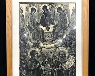 Signed Lithograph Depicting Religious Figures