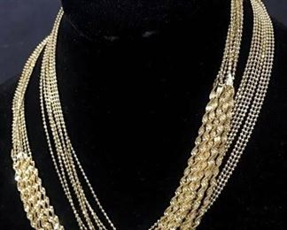 Stunning Multi Strand Everyday Gold Tn Necklace