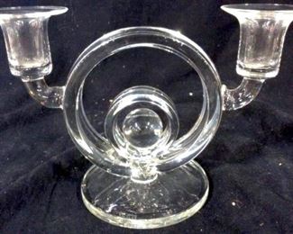 Marked 2 Arm Glass Candelabra