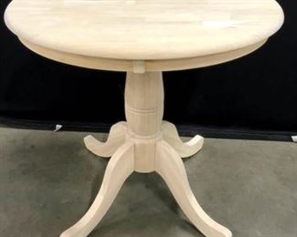 Circular Blonde Toned Wooden Pedestal Table