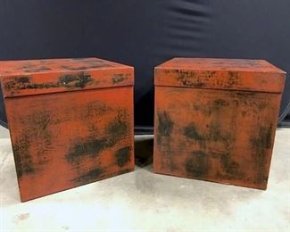 Pair Of Contemporary End Table Storage Boxes