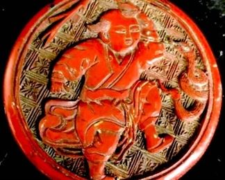 Antique Chinese Carved and Lacquered Jewelry Box