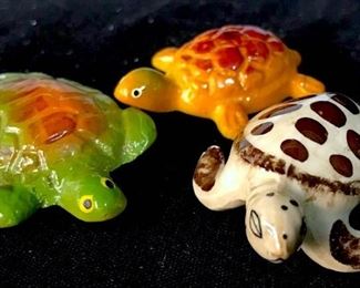 Set of 9 Turtle Figures Mixed Materials