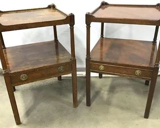 Pair Smith & Watson Two Tiered Wooden Side Tables