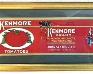 Framed KENMORE BRAND TOMATOES Label Artwork