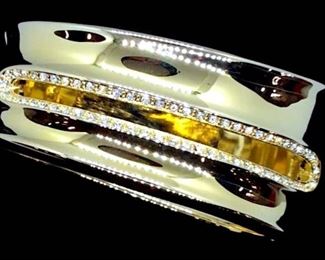 Signed Adrienne Vittadini Crystal Hinge Cuff