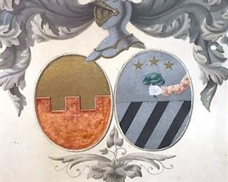 Framed Hand-Colored Coat of Arms Artwork