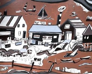 Signed Anne PAIGE Acrylic on Board Folk Art