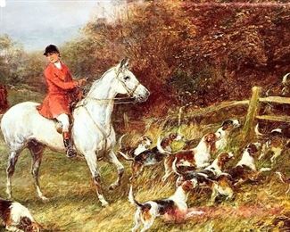 Pair Fox Hunting Prints, Framed