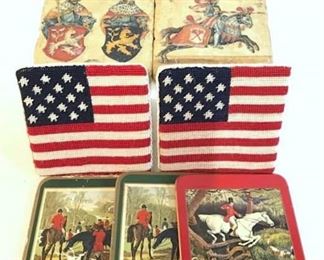 Lot 9 Drink Coasters, Stone, USA Flag, Fox Hunt